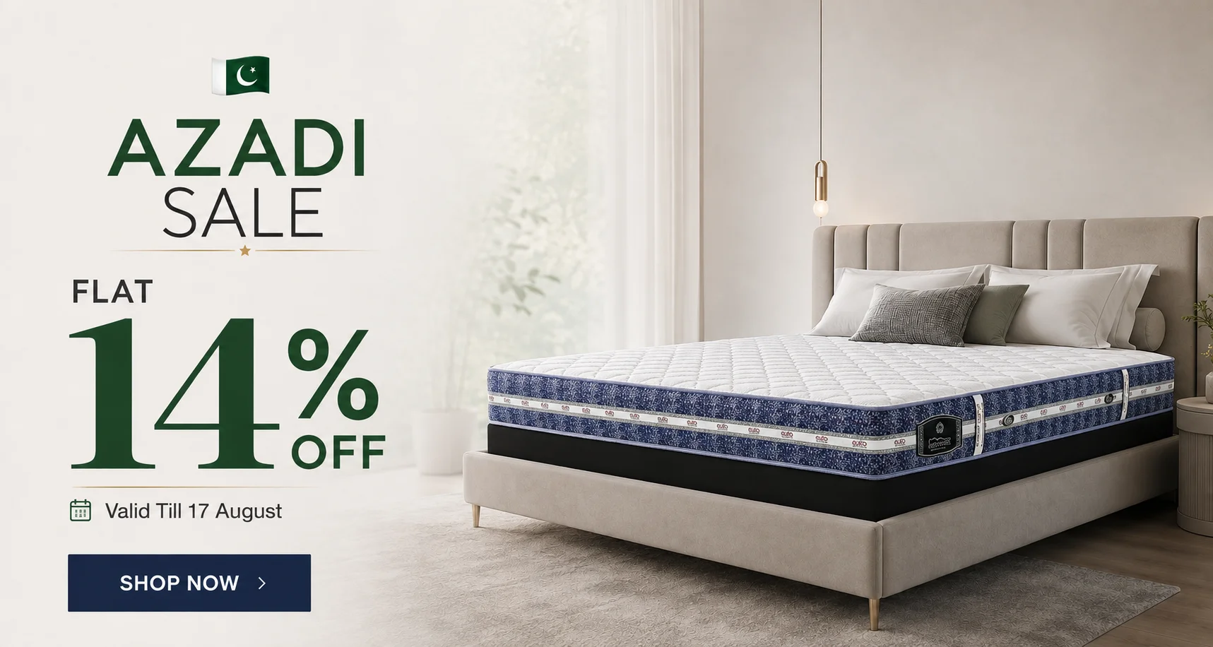 Azadi Sale - Flat 14% Off - Euro Mattress